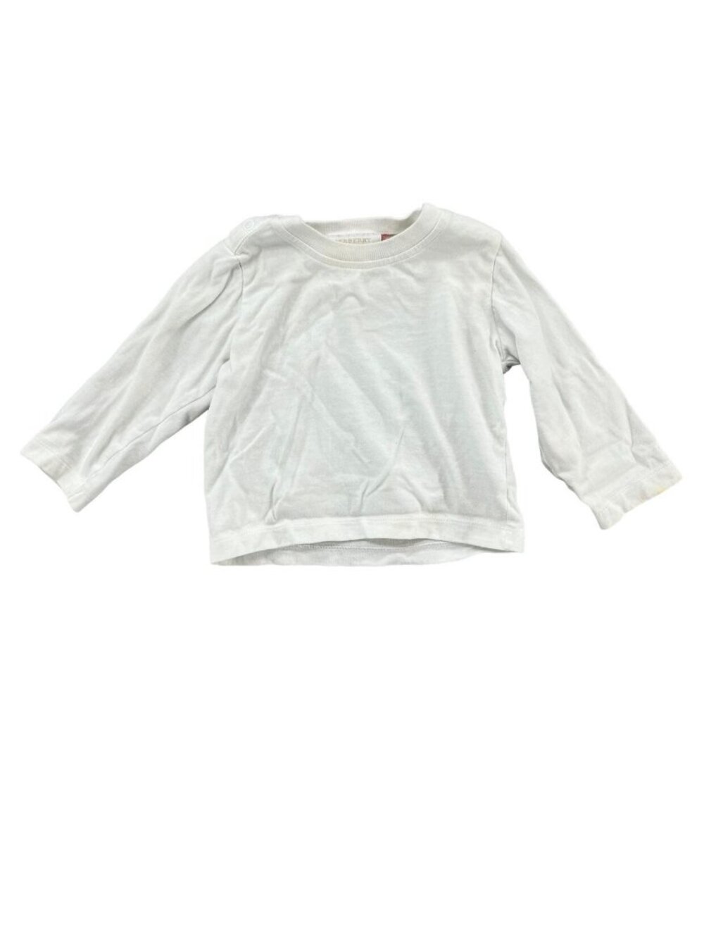 Burberry Shirt Babies White Long Sleeve Elbow Patch Cotton Snap Shoulder Sz 12M